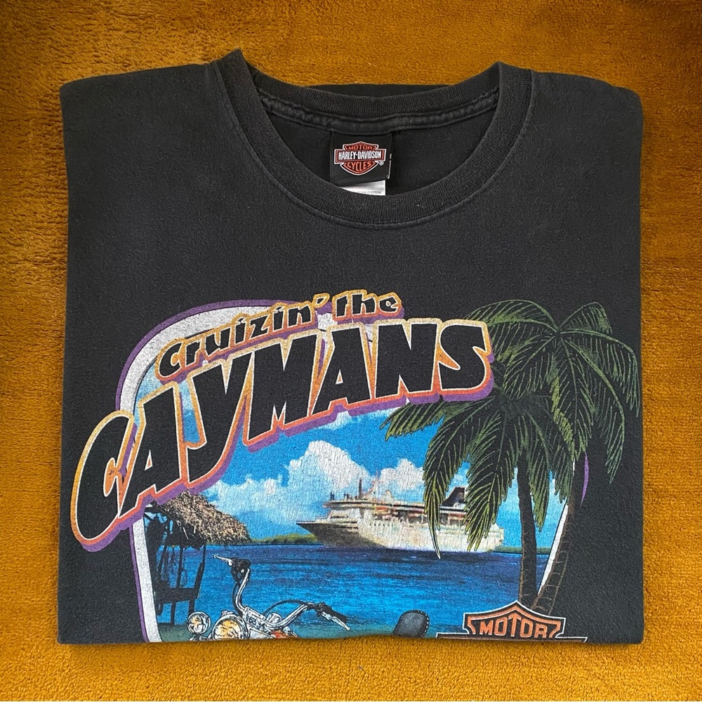 Vintage 2002 Cruizin’ The Grand Caymans Harley Davidson Tee Large